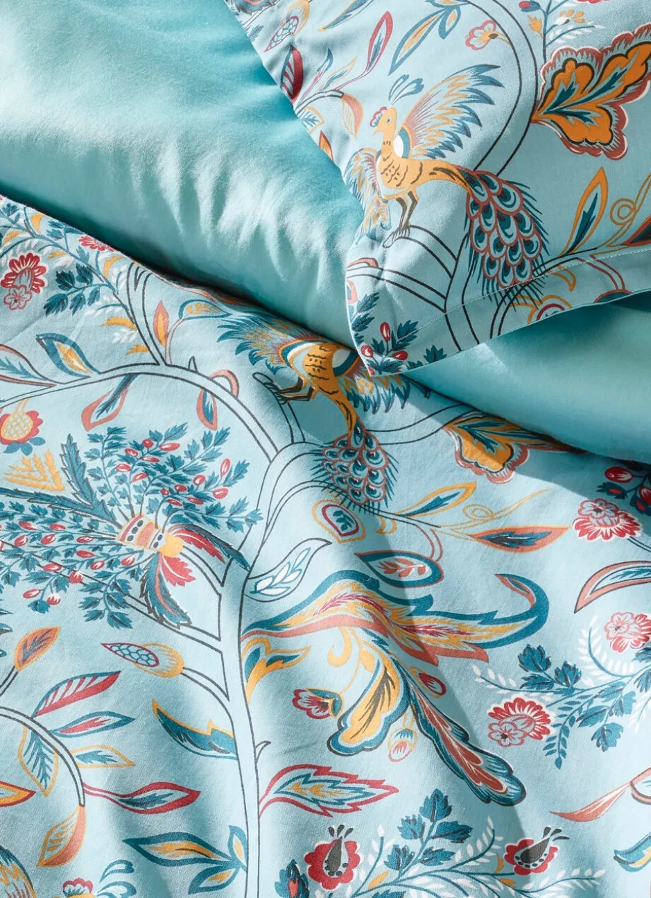 LOT DE 2 TAIES EN SATIN MOTIF FLORAL GAIA BLEU