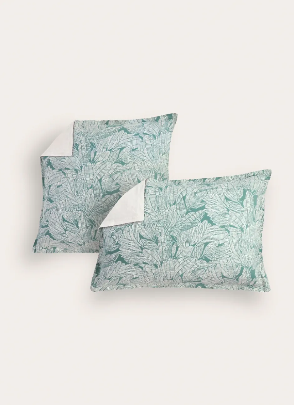 LOT DE 2 TAIES IMPRIMÉES FEUILLES EXOTIQUES LAGON