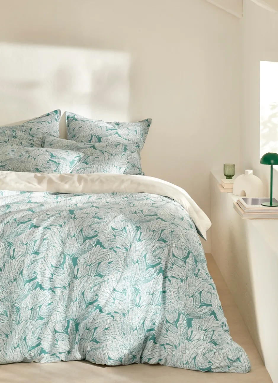 LOT DE 2 TAIES IMPRIMÉES FEUILLES EXOTIQUES LAGON