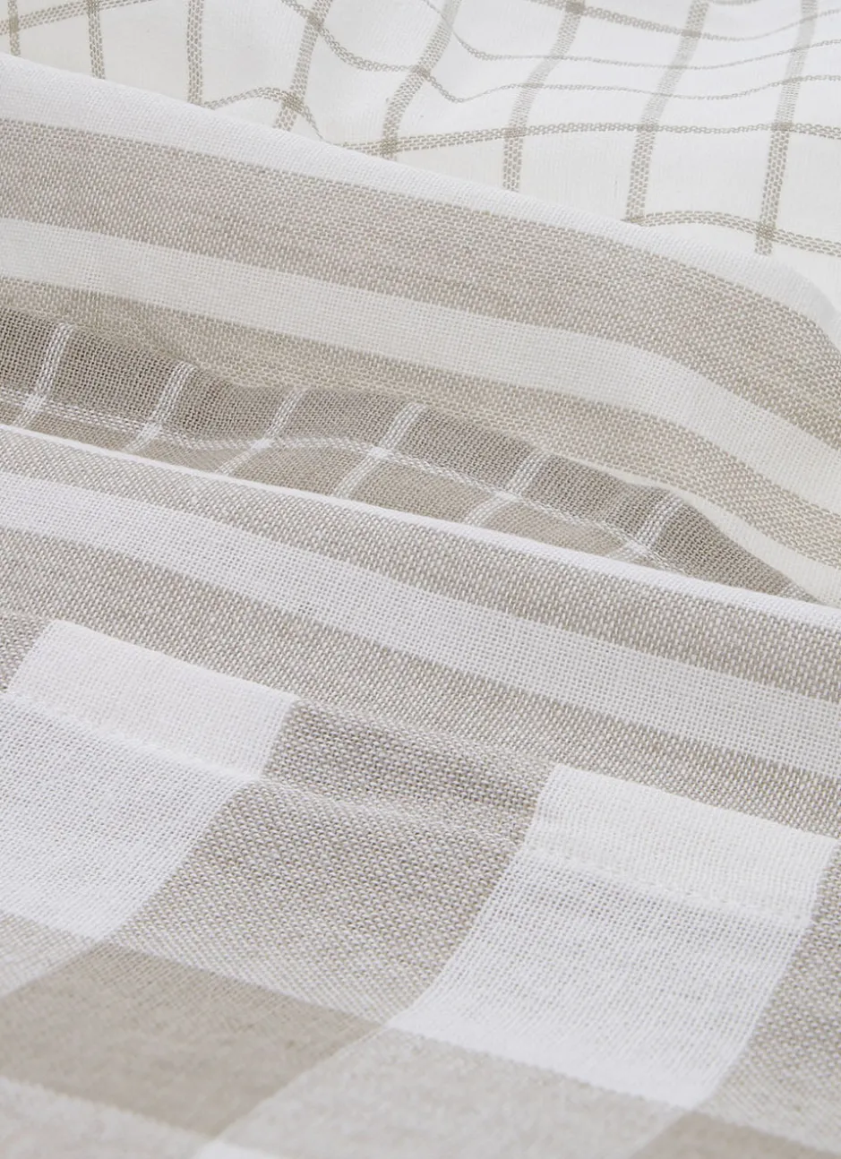 LOT DE 5 TORCHONS EN COTON BEIGE