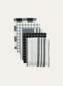 LOT DE 5 TORCHONS EN COTON Noir