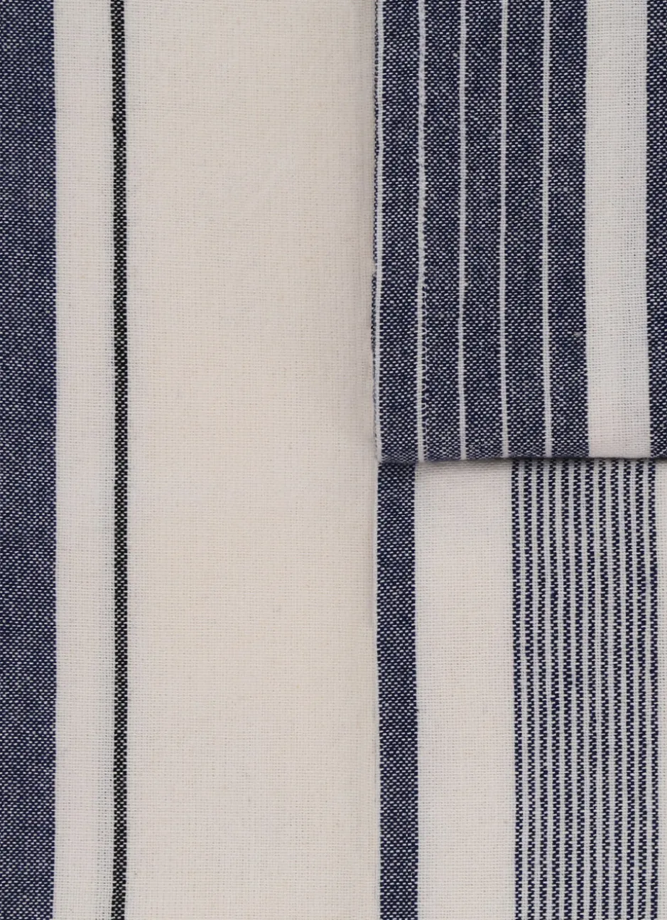 LOT DE 3 TORCHONS EN COTON À RAYURES Bleu MARINE