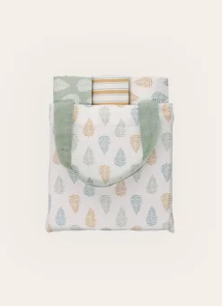 LOT DE 3 TORCHONS IMPRIMÉS MOTIF FEUILLES MULTICOLORE