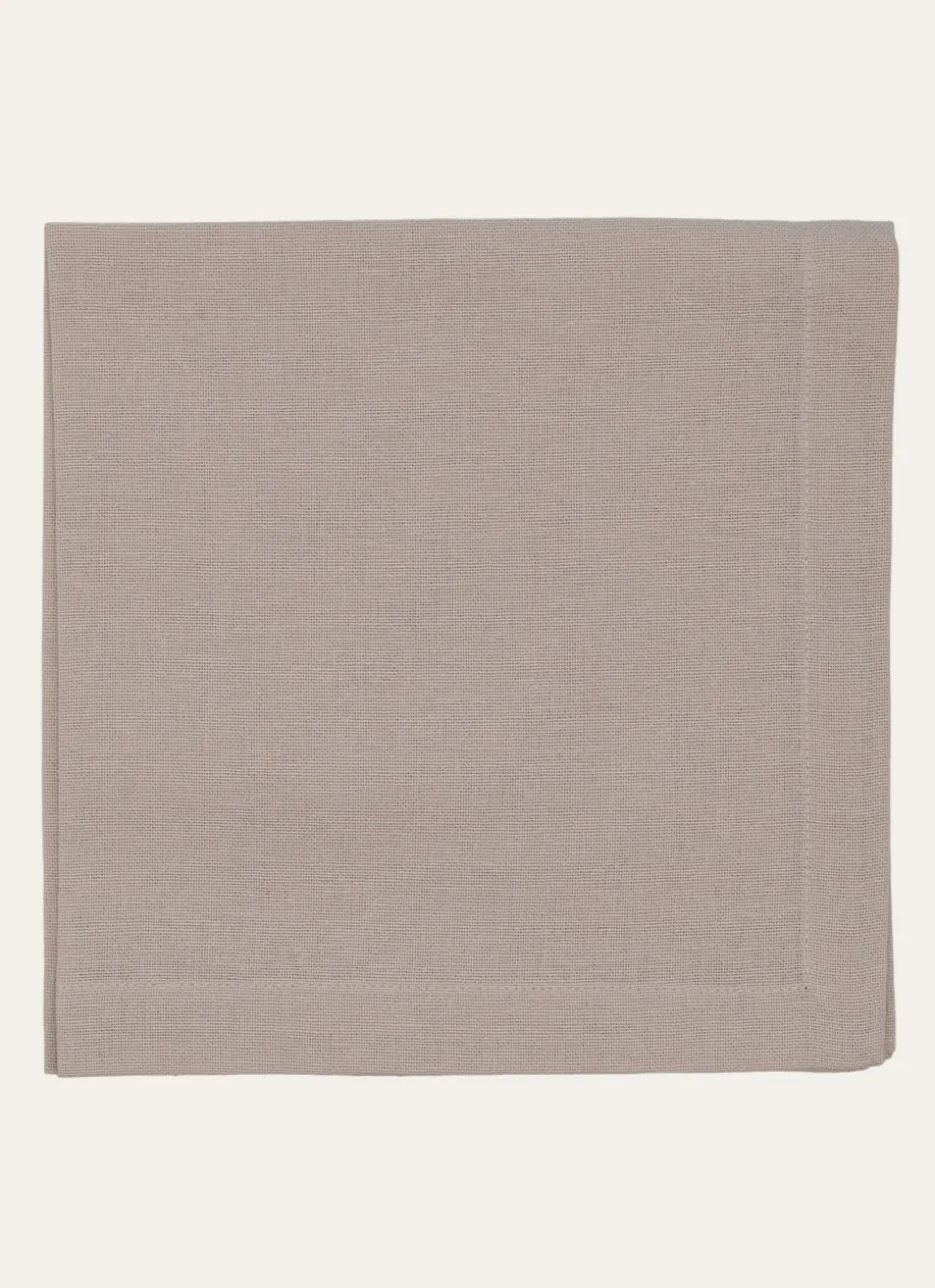 LOT 4 SERVIETTES EN COTON BLANC/BEIGE