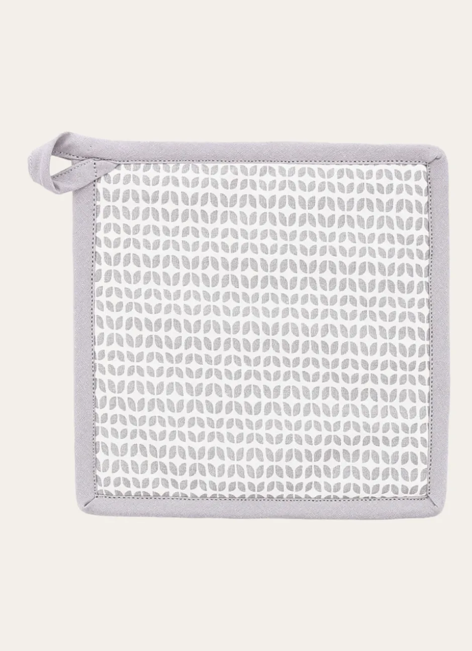 MANIQUE DE CUISINE EN COTON IMPRIMÉ MINI MOTIFS GRIS