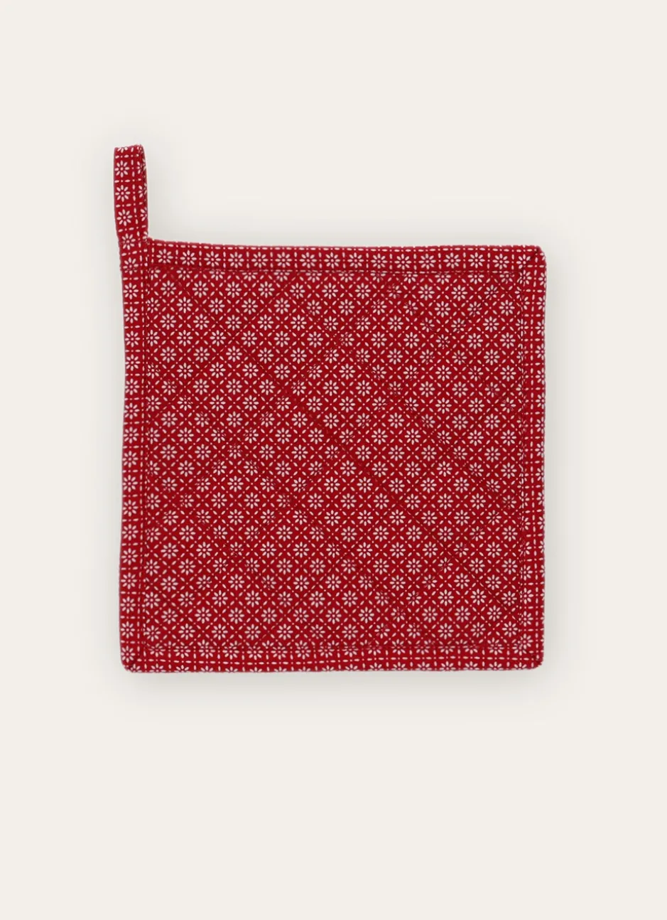 MANIQUE EN COTON MOTIF FANTAISIE ROUGE/BLANC