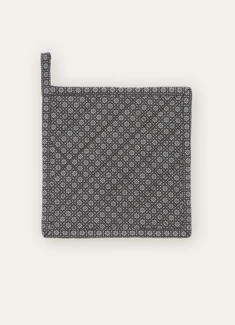 MANIQUE EN COTON MOTIF FANTAISIE GRIS/BLANC