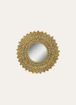MIROIR EN FORME DE SOLEIL DORÉ