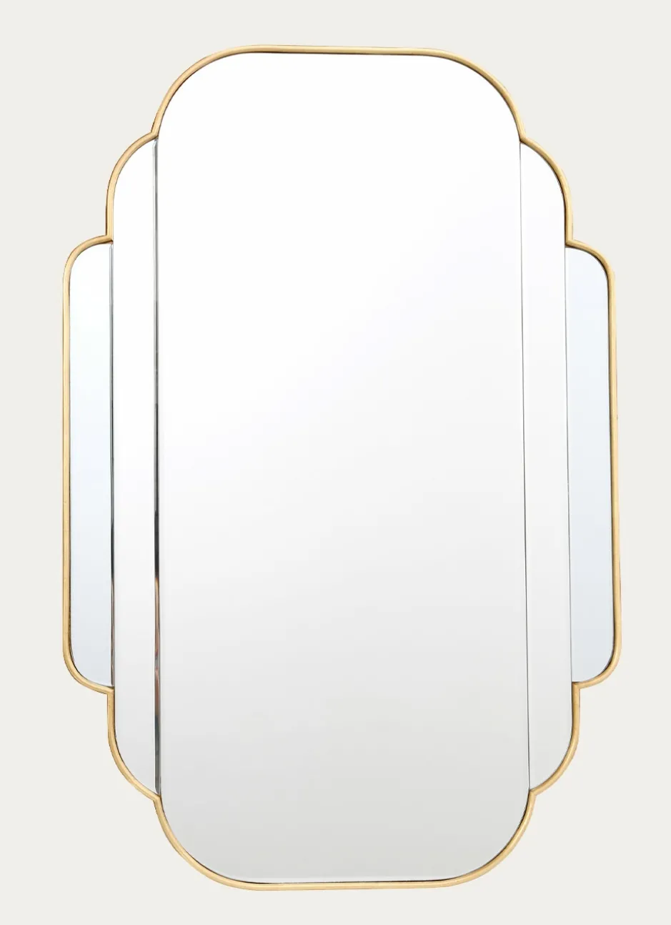 MIROIR STYLE ART DÉCO – MULTI-FACETTES BISEAUTÉES DORE