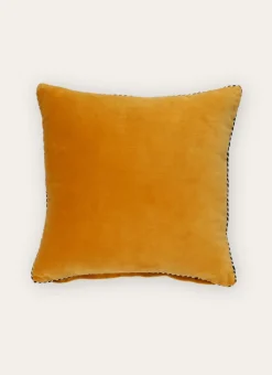MOYEN COUSSIN EN VELOURS AVEC PASSEPOIL RAYÉ OCRE