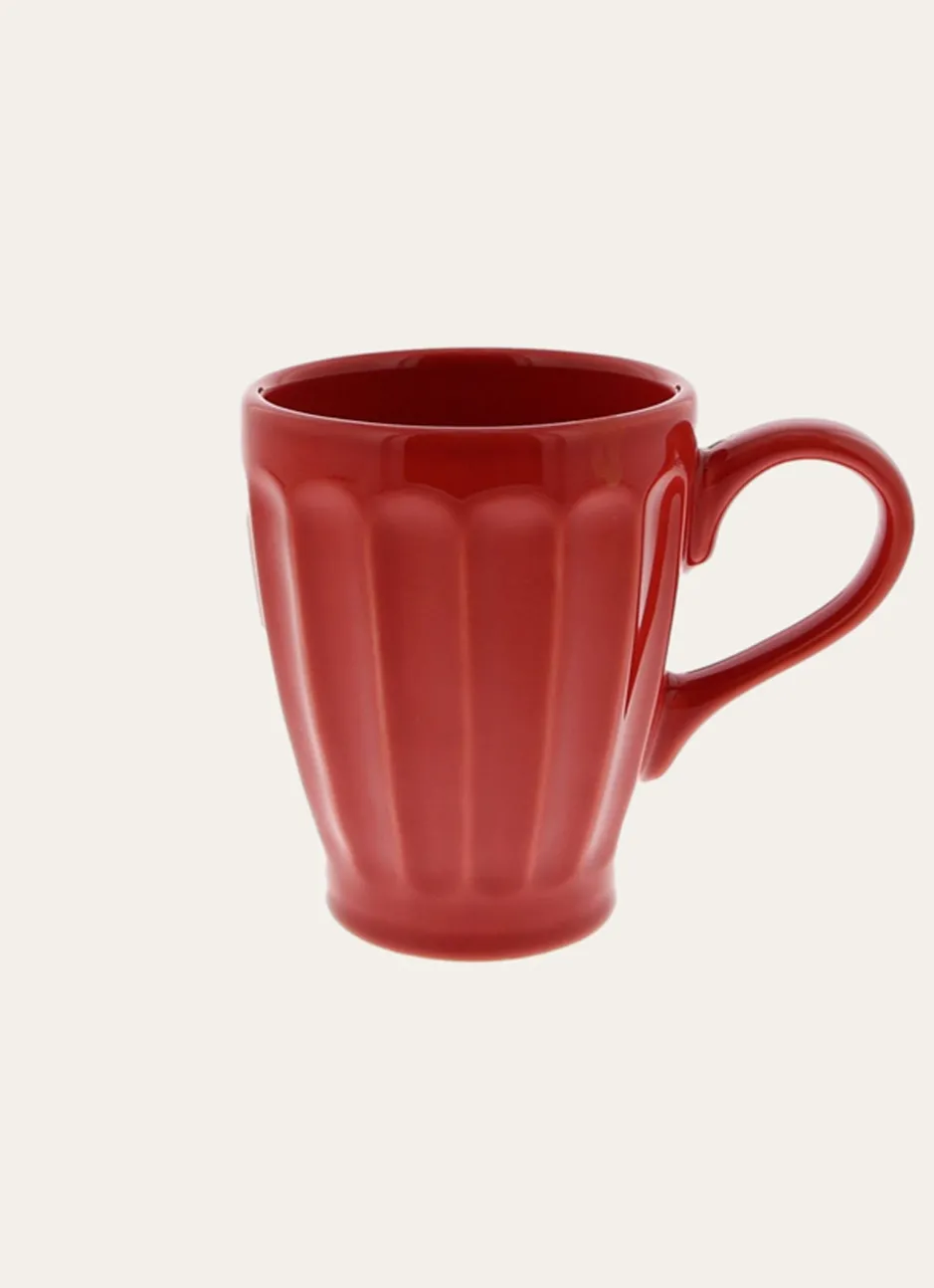 MUG CÔTELÉ EN FAÏENCE ROUGE
