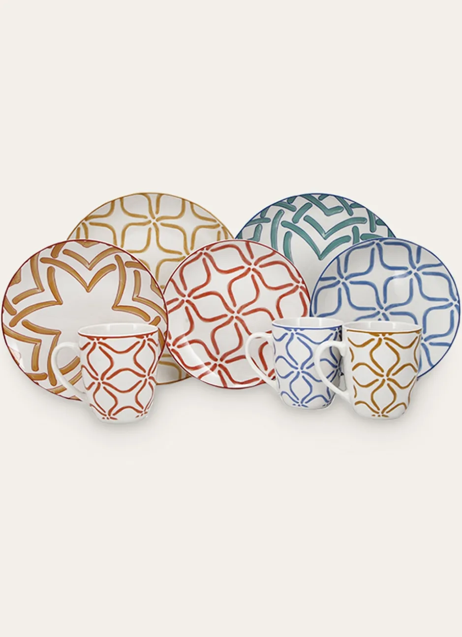 MUG EN PORCELAINE MOTIF ARABESQUE MOUTARDE