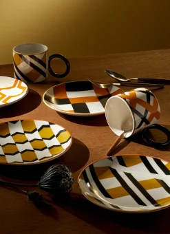 MUG STYLE ART DÉCO MOTIFS GRAPHIQUES MARRON