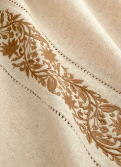 NAPPE AJOURÉE ET BRODÉE EN COTON ET LIN NATUREL
