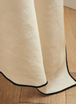 NAPPE COTON ET LIN FINITION BOURDON GRAND FORMAT LAIT/NOIR