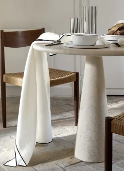 NAPPE COTON LIN FINITION BOURDON LAIT / NOIR