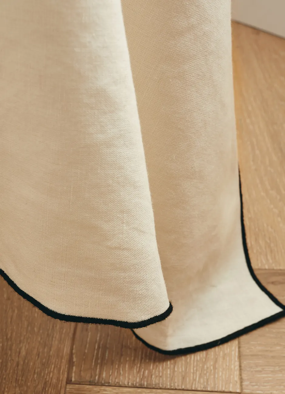 NAPPE COTON LIN FINITION BOURDON LAIT / NOIR