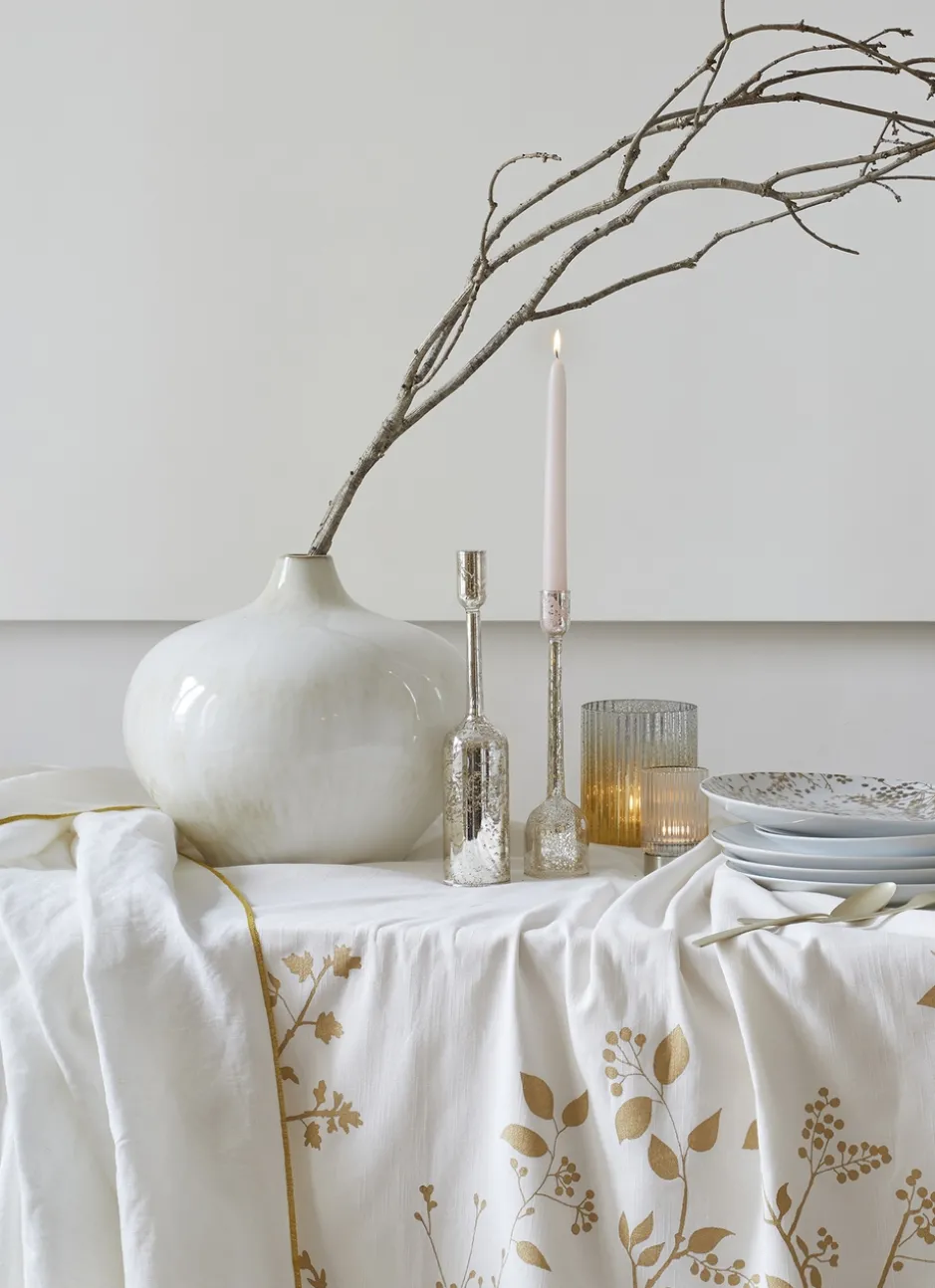 NAPPE COTON LIN FINITION BOURDON ÉCRU / OR