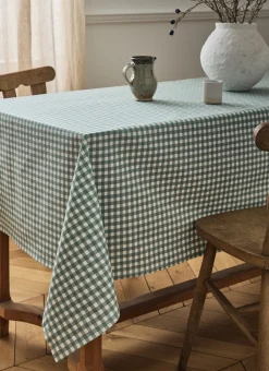 NAPPE EN COTON ENDUITE IMPRIMÉ VICHY AMANDE