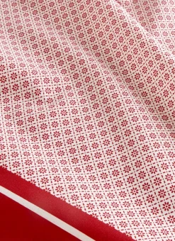 NAPPE EN COTON ENDUITE MOTIF FANTAISIE BLANC/ROUGE