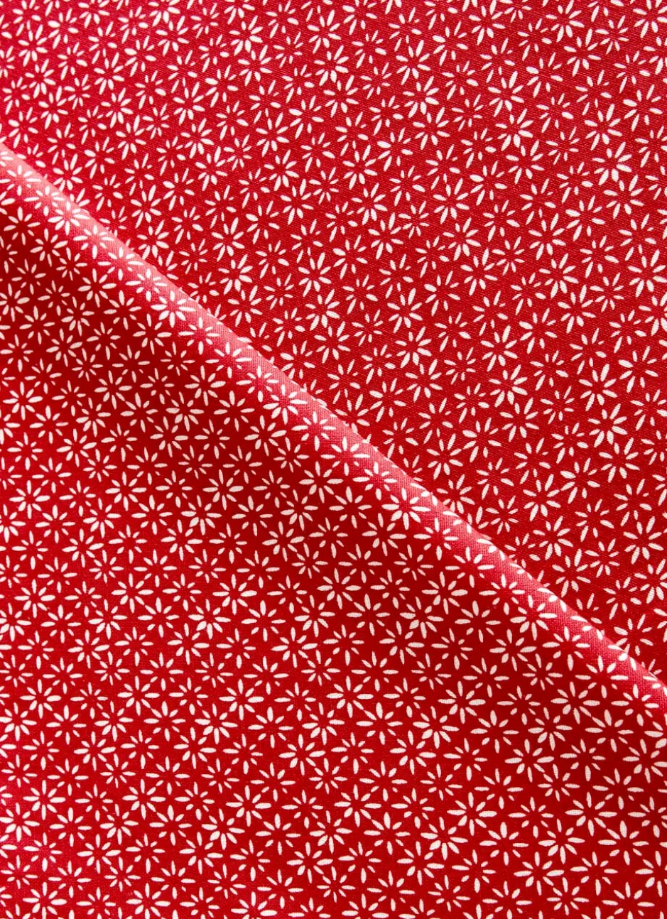 NAPPE EN COTON ENDUIT IMPRIMÉ PETITES FLEURS rouge
