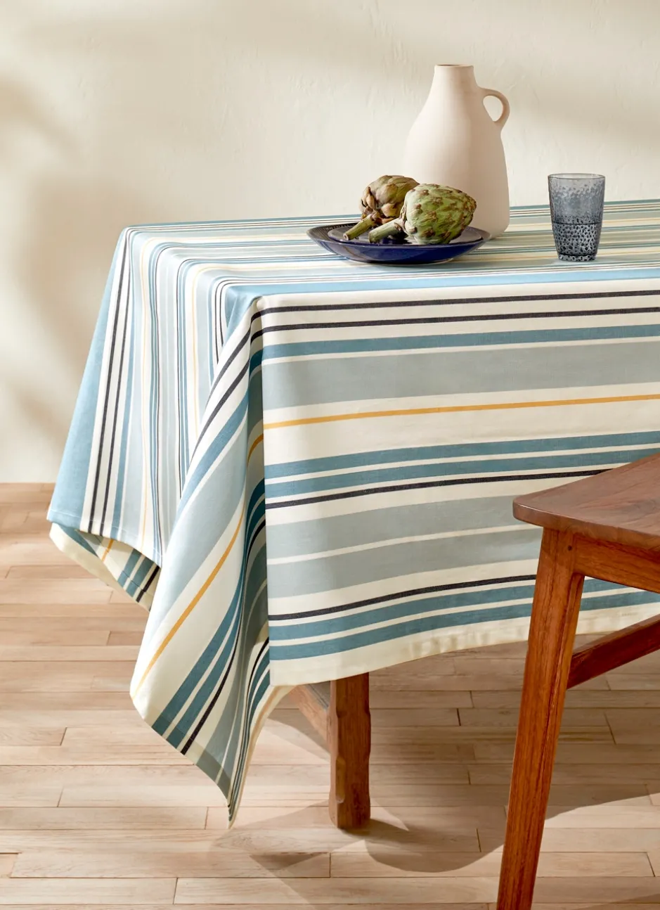 NAPPE EN COTON ENDUIT À RAYURES MULTICOLORES MULTICOLORE/BLEU