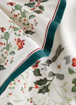 NAPPE EN COTON IMPRIMÉ FEUILLES ET BAIES MULTICOLORE