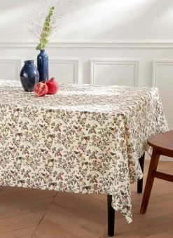 NAPPE EN COTON IMPRIMÉ VÉGÉTAUX MULTICOLORE