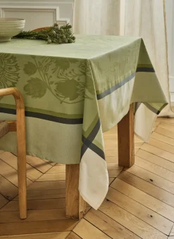 NAPPE EN COTON JACQUARD MOTIF FLORAL INTZ MULTICOLORE VERT
