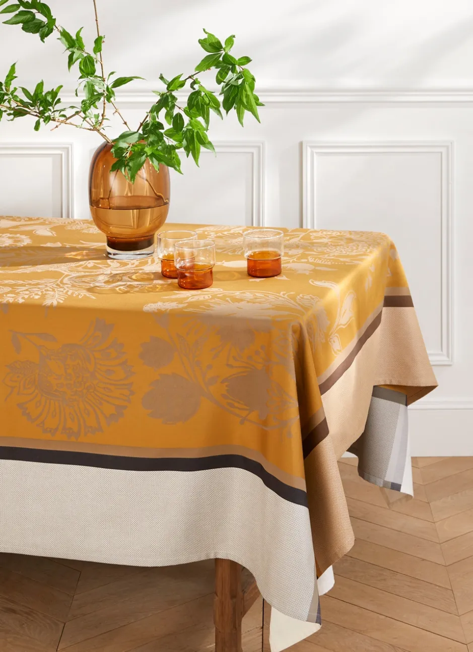 NAPPE EN COTON JACQUARD MOTIF FLORAL INTZ MULTICOLORE/JAUNE