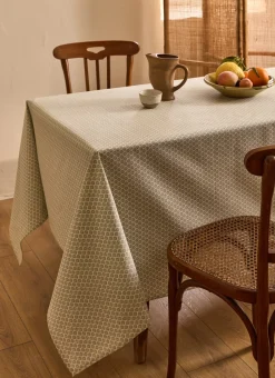 NAPPE ENDUITE EN COTON GALM ÉCRU / GENÉVRIER