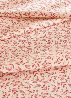 NAPPE ENDUITE À MOTIF VÉGÉTAL BEIGE / BORDEAUX