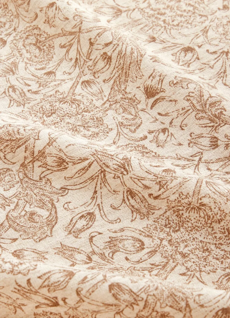 NAPPE EN LIN ET COTON À IMPRIMÉ FLORAL NATUREL