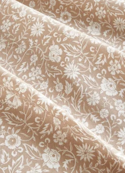 NAPPE FLEURIE EN COTON ENDUIT BEIGE/BLANC