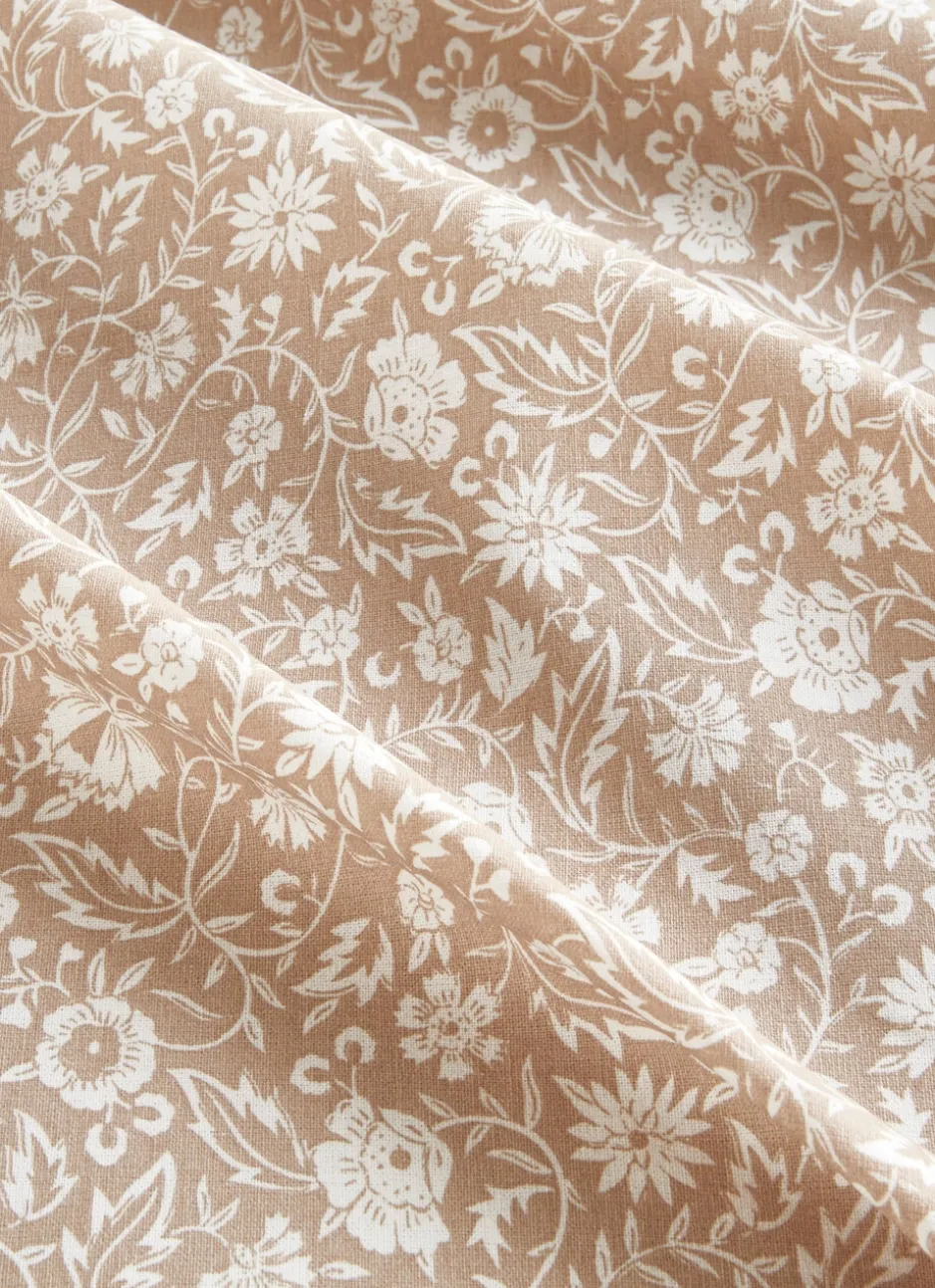 NAPPE FLEURIE EN COTON ENDUIT BEIGE/BLANC
