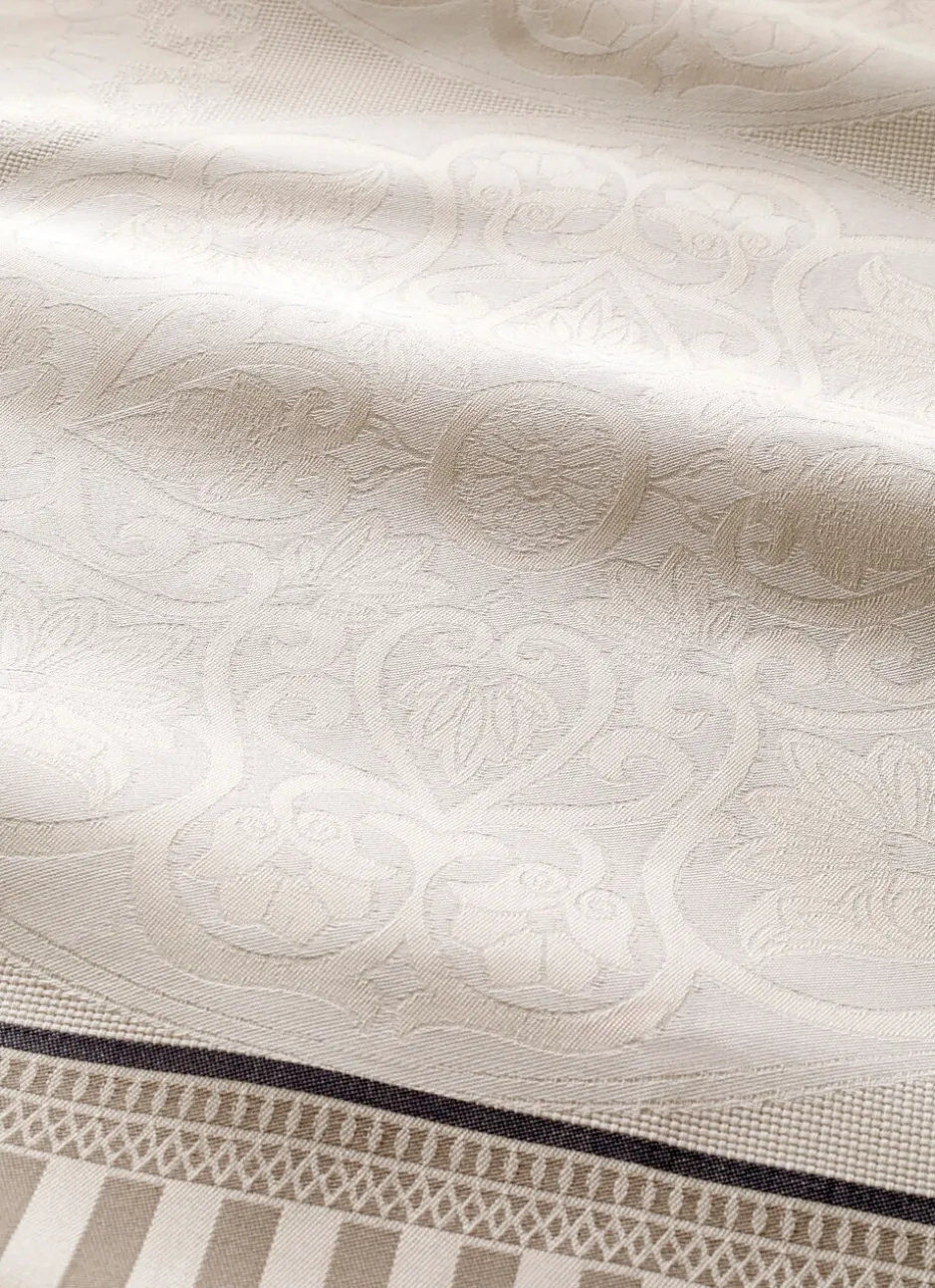 NAPPE JACQUARD EN COTON TISSÉ FIL TEINT MALT BEIGE