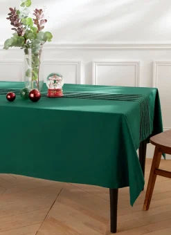 NAPPE PLISSÉE CENTRE DE TABLE AVEC BRODERIES VERT