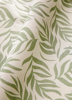 NAPPE RONDE ENDUITE IMPRIMÉ FEUILLES CLOÉ BLANC/VERT