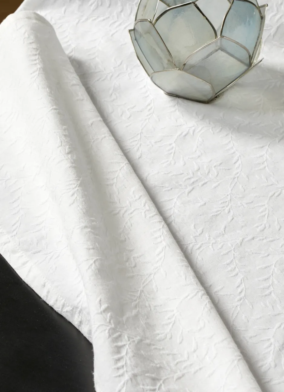 NAPPE RONDE JACQUARD FLORAL REJA ÉCRU