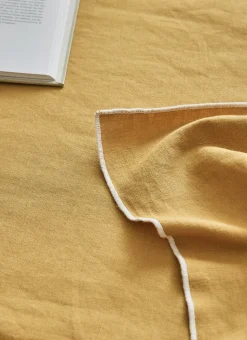 NAPPE UNIE À BOURDON CONTRASTÉ EN COTON ET LIN OSIER