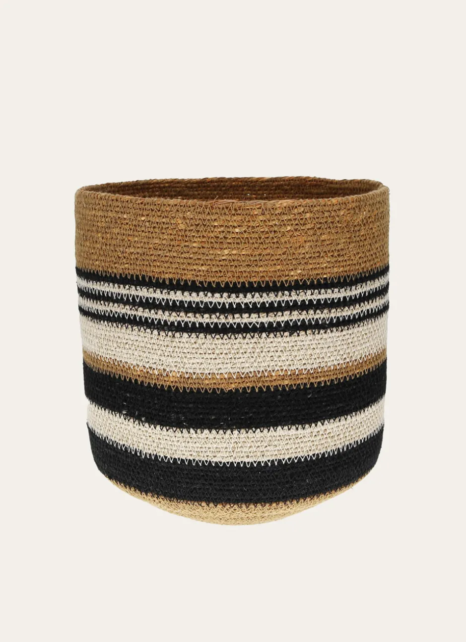 PANIER DE DÉCO EN JONC DE MER CAMEL