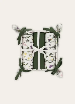 PANIÈRE DE 3 TORCHONS EN COTON MOTIF VÉGÉTAL MULTICOLORE