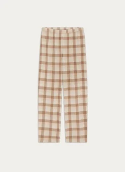 PANTALON À CARREAUX EN COTON FLANELLE LOVE BEIGE CLAIR