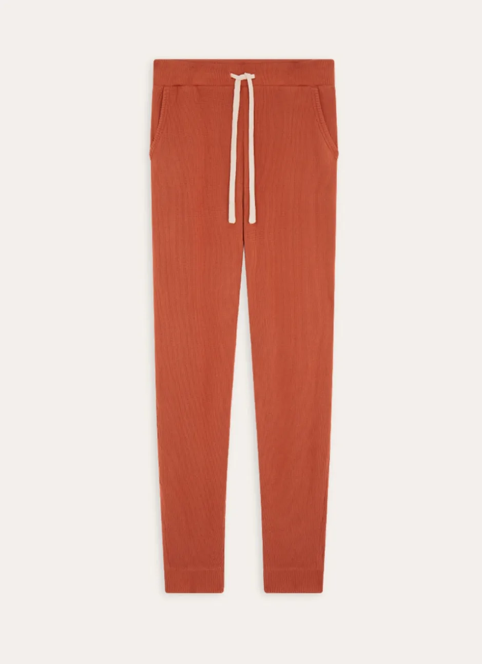 PANTALON D'INTÉRIEUR EN MAILLE NID D'ABEILLE BRIQUE