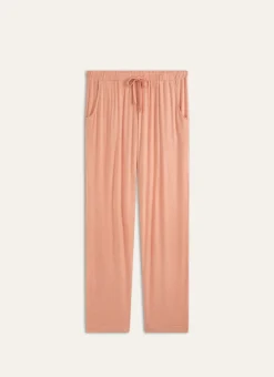 PANTALON DROIT CORAIL POIS BLANC