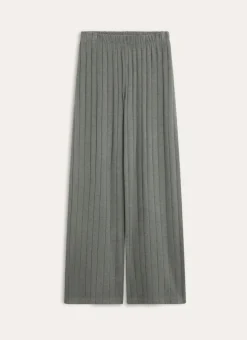 PANTALON DROIT ET LARGE EN MAILLE DOUCE GRIS