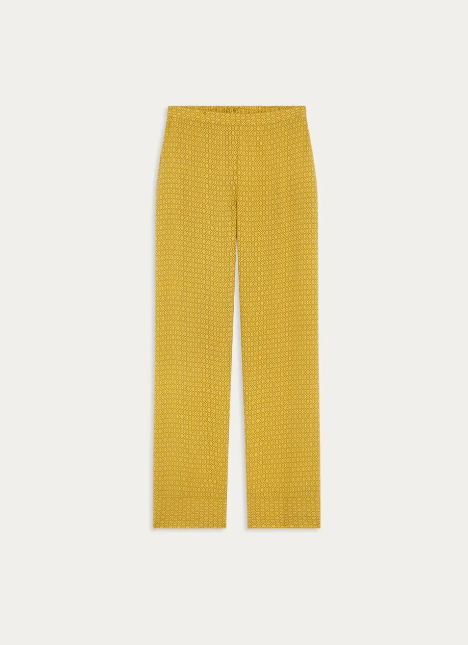 PANTALON EN VISCOSE IMPRIMÉE TARA JAUNE CURRY