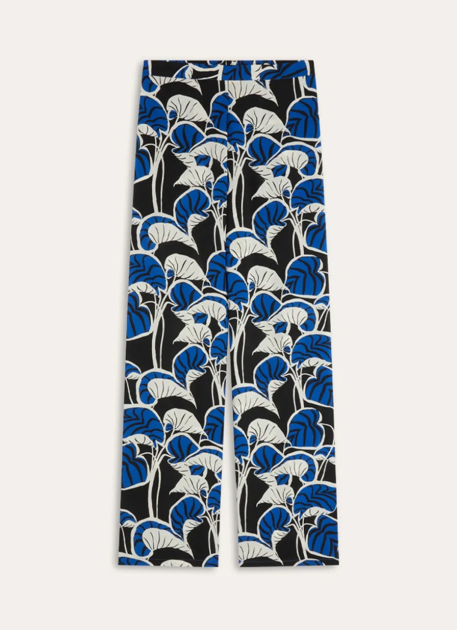 PANTALON IMPRIMÉ VÉGÉTAL EN VISCOSE Noir