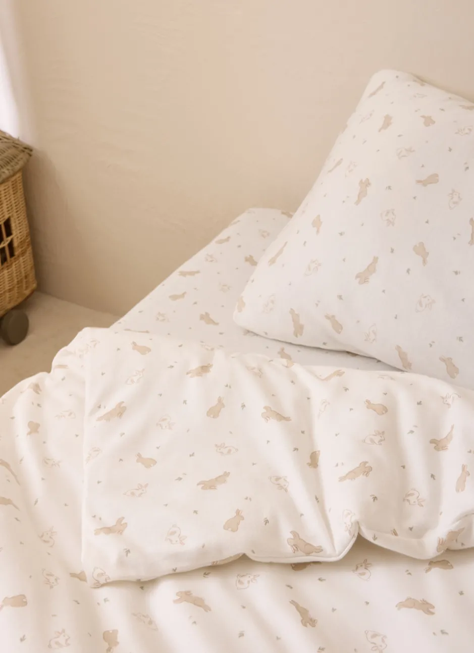 PARURE DE LIT BÉBÉ EN JERSEY IMPRIMÉ LAPIN BLANC