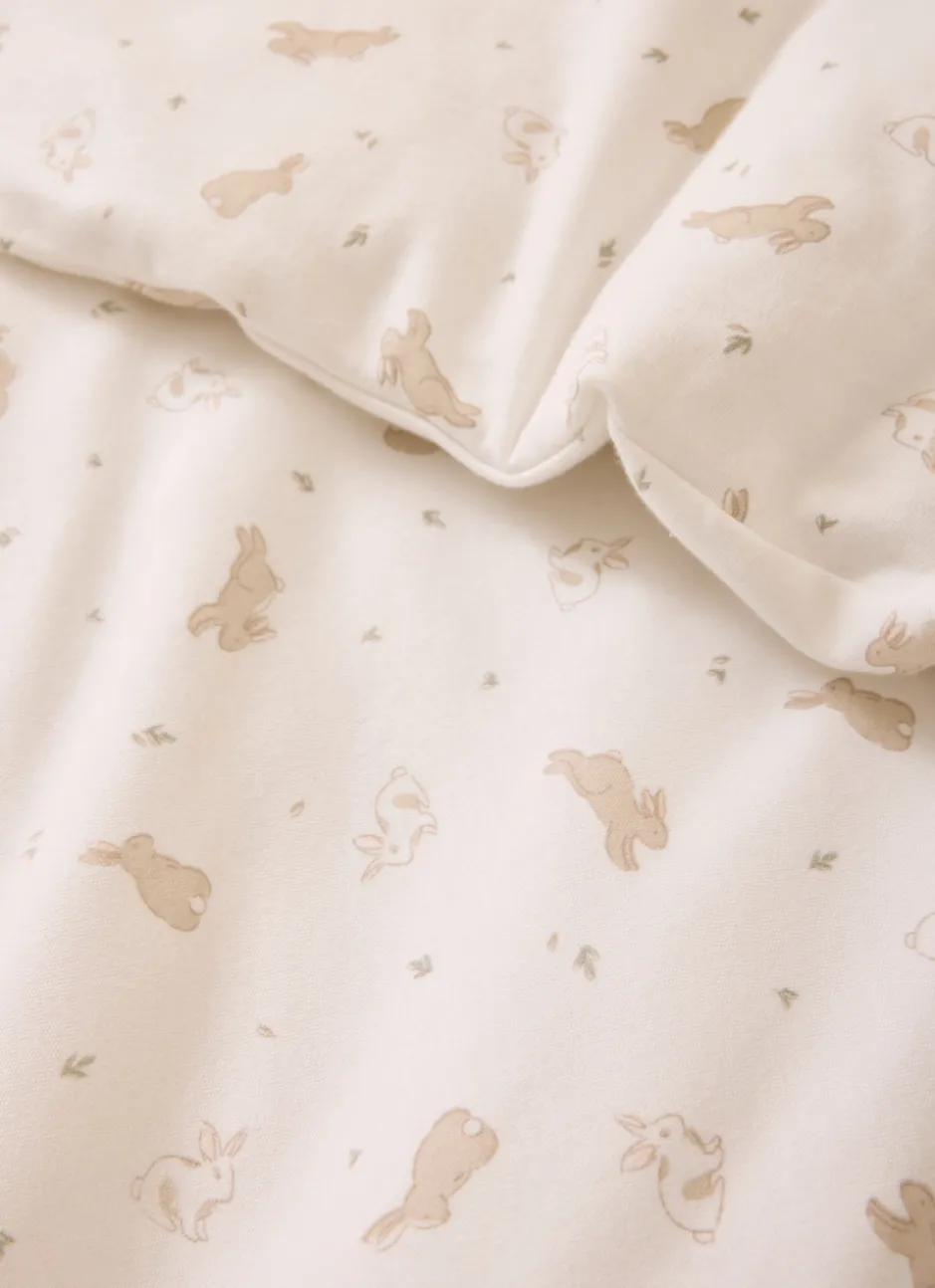 PARURE DE LIT BÉBÉ EN JERSEY IMPRIMÉ LAPIN BLANC